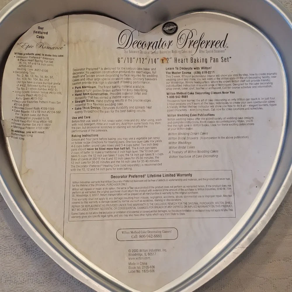 Set of 4 Wilton Heart Shaped Cake Pans With 18
